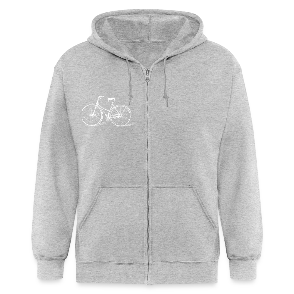 S00211 Sometimes I wonder if my bike is thinking about me too  with bicycle Men's Zip Hoodie - heather gray