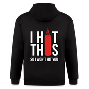 S00187  I hit this, so I won't hit you Unisex Zip Hoodie Boxing Gift - black