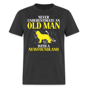 K00707  Personalizable Newfoundland Gift, Never underestimate an old man with a Newfoundland, Grandpa t Unisex Classic T-Shirt - heather black
