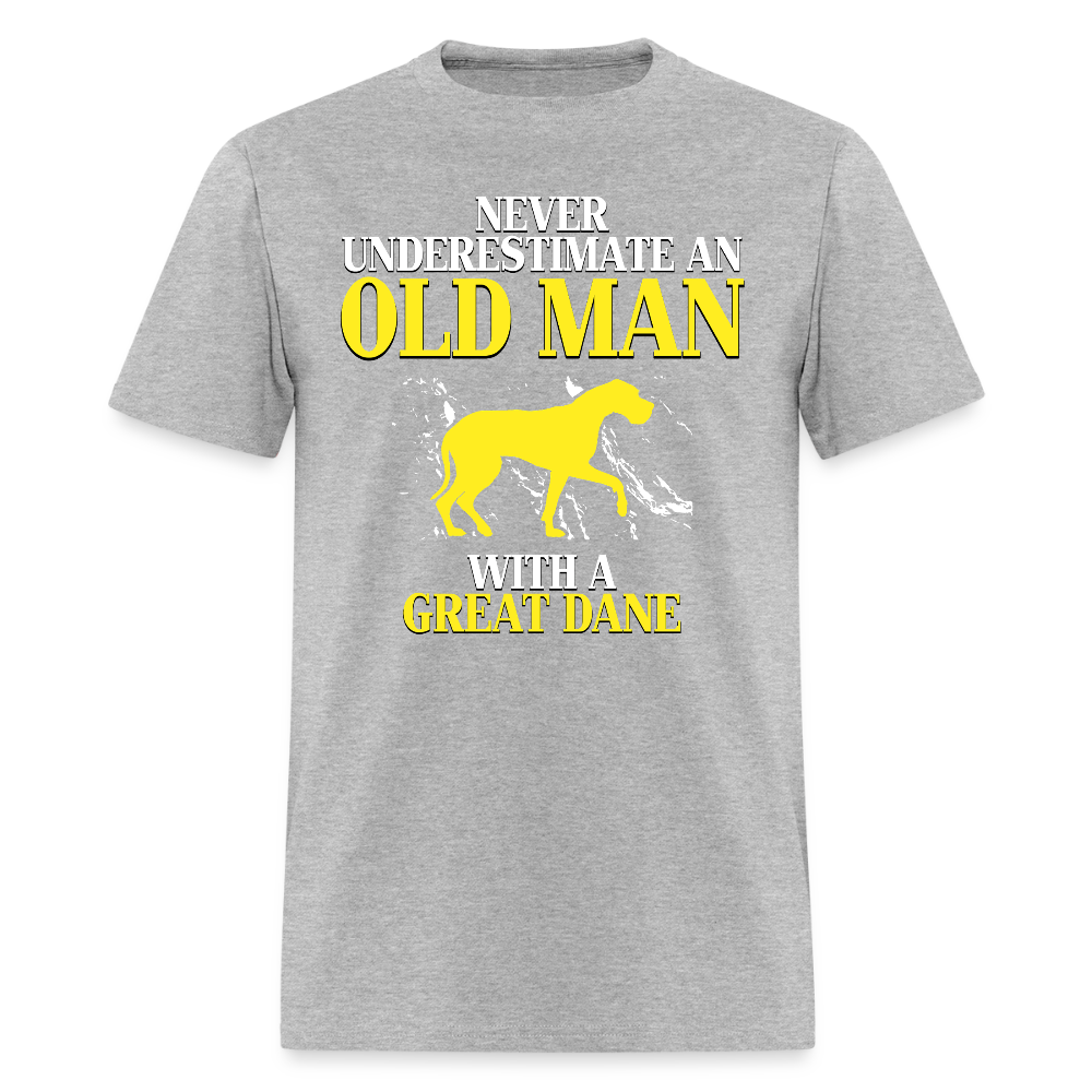 K00694 Great dane Gift, Never underestimate an old man with a Great dane, Grandpa tee, Unisex T-shirt, Grandfather gift, Grandfather t-shirt - heather gray
