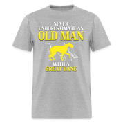 K00694 Great dane Gift, Never underestimate an old man with a Great dane, Grandpa tee, Unisex T-shirt, Grandfather gift, Grandfather t-shirt - heather gray