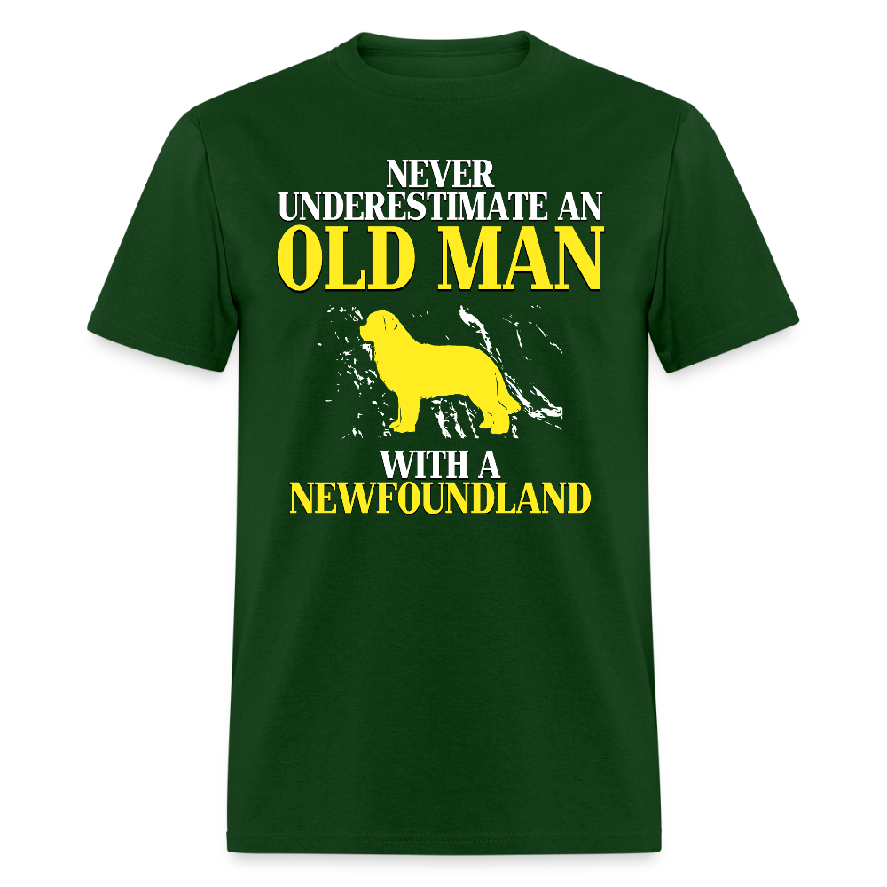 K00707  Personalizable Newfoundland Gift, Never underestimate an old man with a Newfoundland, Grandpa t Unisex Classic T-Shirt - forest green