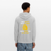 S00188 She's beauty, she's grace, she'll punch you in the face Unisex Zip Hoodie Boxing Gift - heather gray