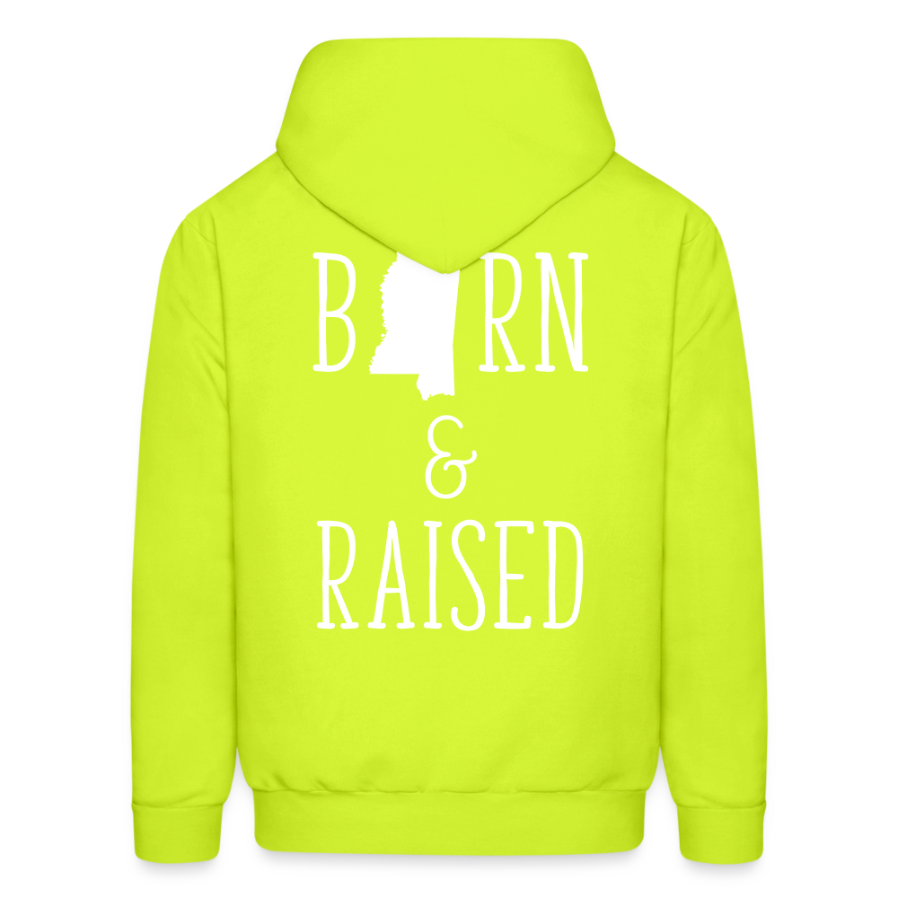 S00024 Mississippi Born & raised  Men's Hoodie - safety green