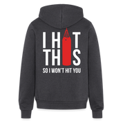 S00187  Personalizable I hit this, so I won't hit you Unisex Zip Hoodie  Bella + Canvas Unisex Full Zip Hoodie - charcoal grey