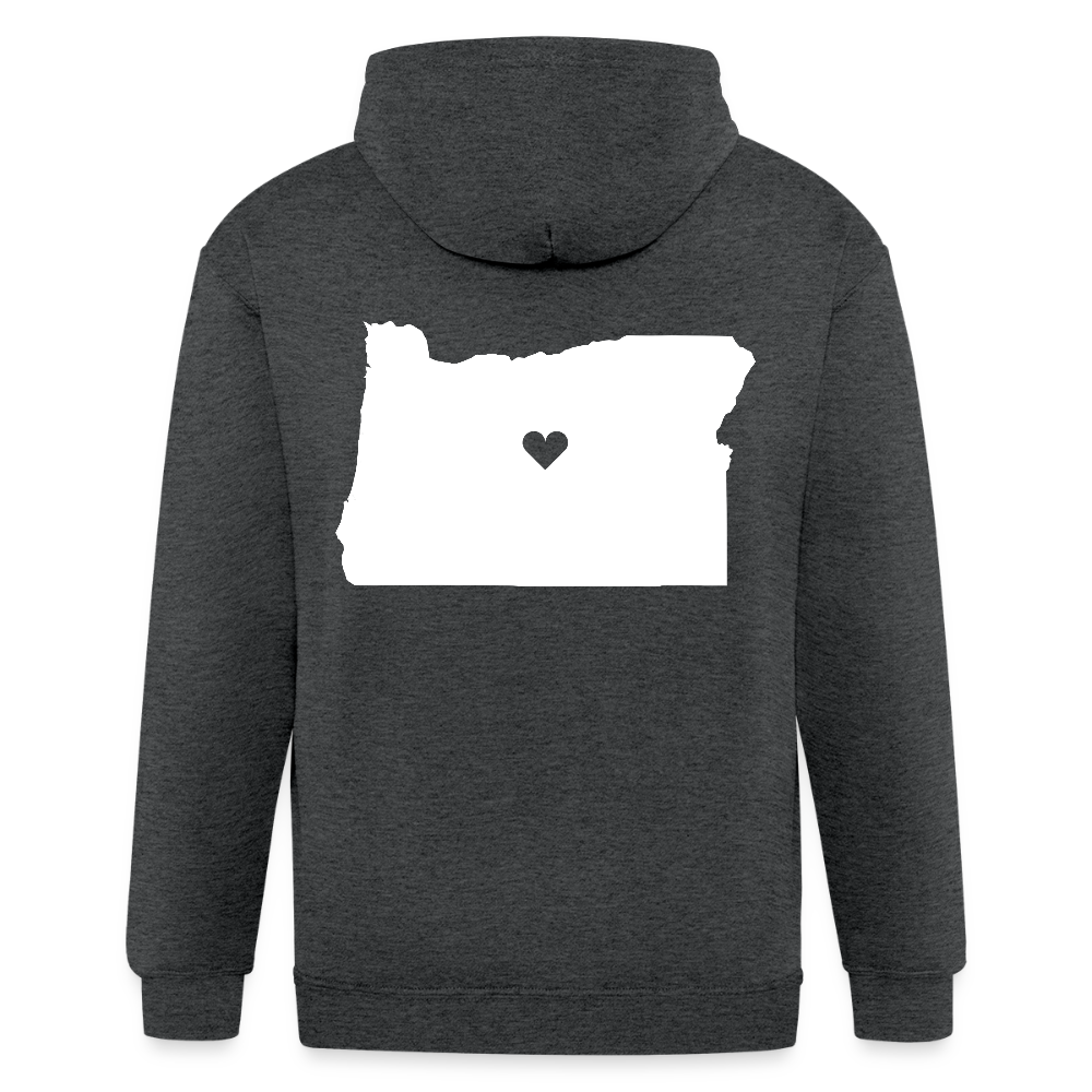 S00037 Love Oregon Unisex Zip Hoodie, Oregon Men's Zip Hoodie - deep heather