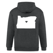 S00037 Love Oregon Unisex Zip Hoodie, Oregon Men's Zip Hoodie - deep heather