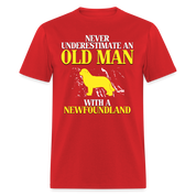 K00707  Personalizable Newfoundland Gift, Never underestimate an old man with a Newfoundland, Grandpa t Unisex Classic T-Shirt - red