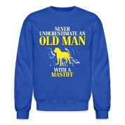 K00700   Never underestimate an old man with a Mastiff, Father's Day Gift Crewneck Black - royal blue
