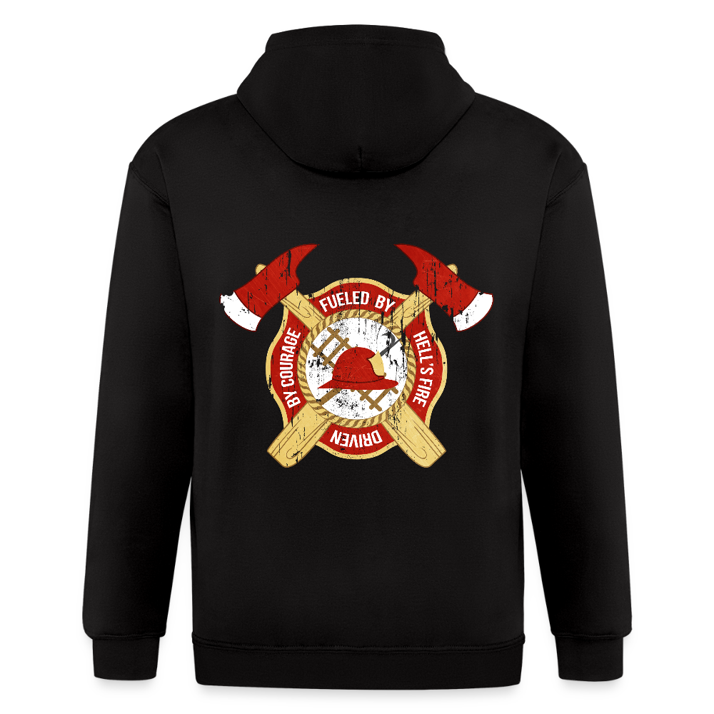 S00588 Fueled by hell's fire, driven by courage Unisex Zip Hoodie Firefighter Gift - black