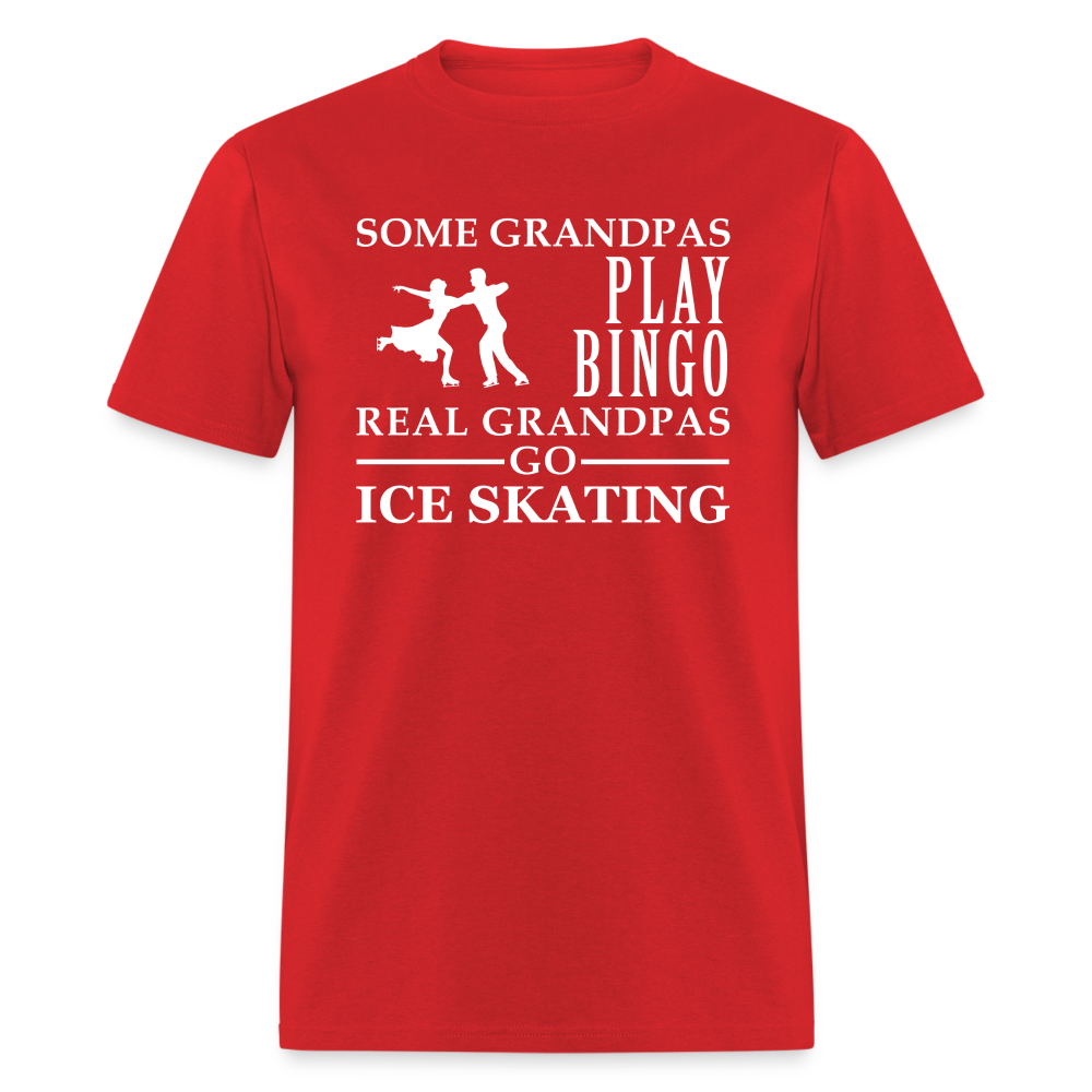 K00040  Ice Skating Gift, Some Grandpas play bingo, Real Grandpas Ice Skating, Grandpa tee, Unisex T-shir - red