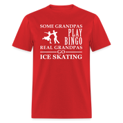 K00040  Ice Skating Gift, Some Grandpas play bingo, Real Grandpas Ice Skating, Grandpa tee, Unisex T-shir - red