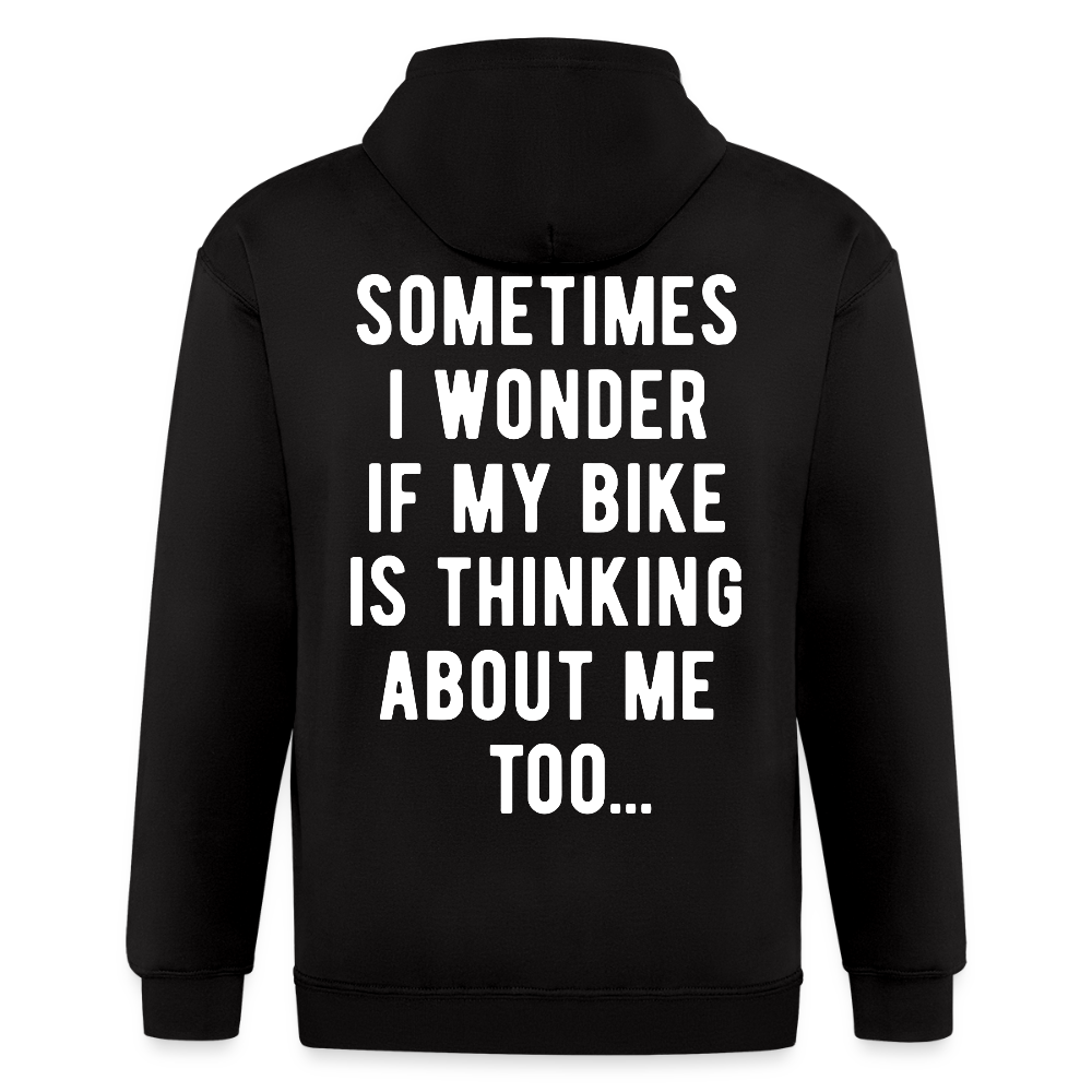 S00211 Sometimes I wonder if my bike is thinking about me too  with bicycle Men's Zip Hoodie - black