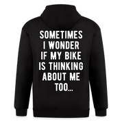 S00211 Sometimes I wonder if my bike is thinking about me too  with bicycle Men's Zip Hoodie - black