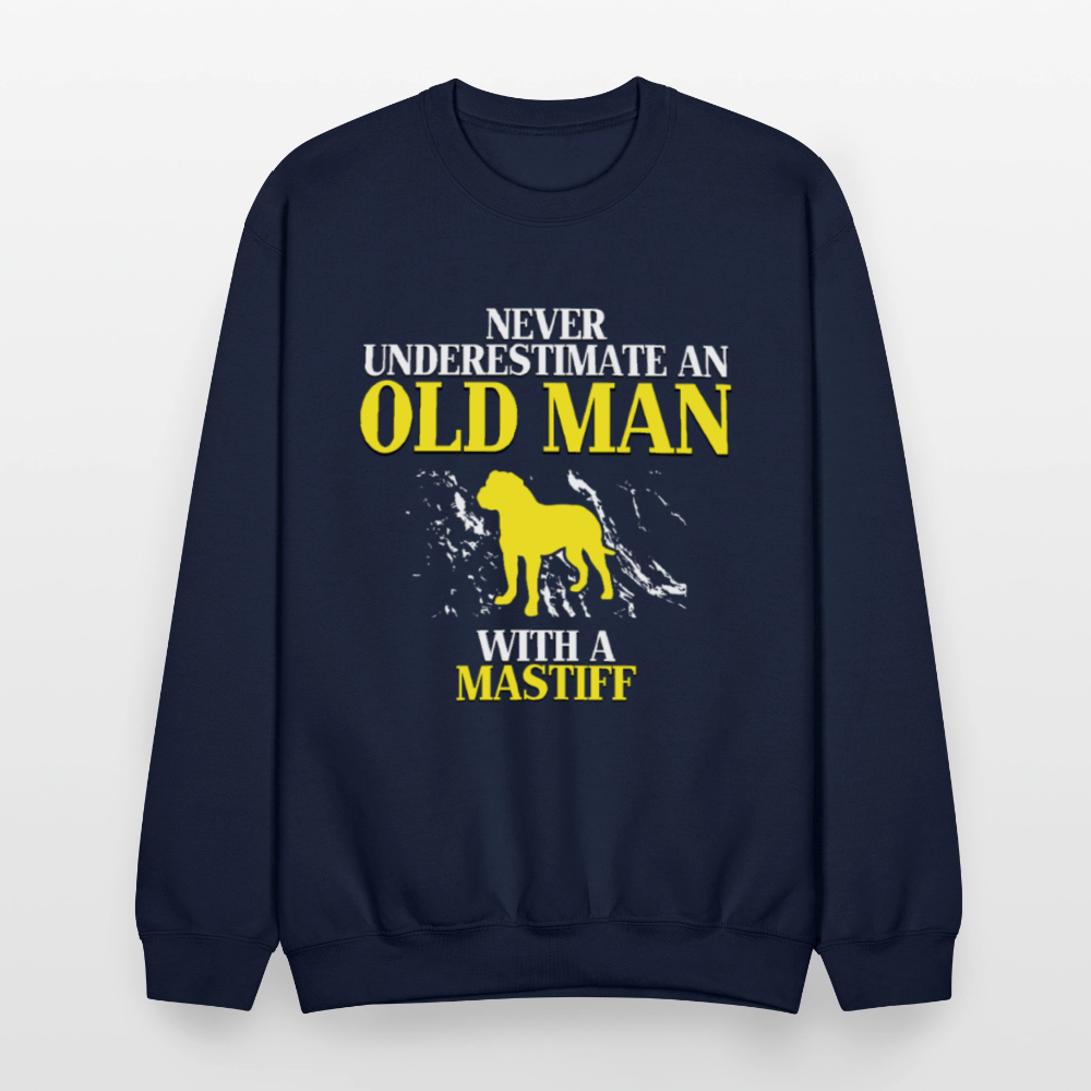 K00700   Never underestimate an old man with a Mastiff, Father's Day Gift Crewneck Black - navy