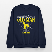 K00700   Never underestimate an old man with a Mastiff, Father's Day Gift Crewneck Black - navy