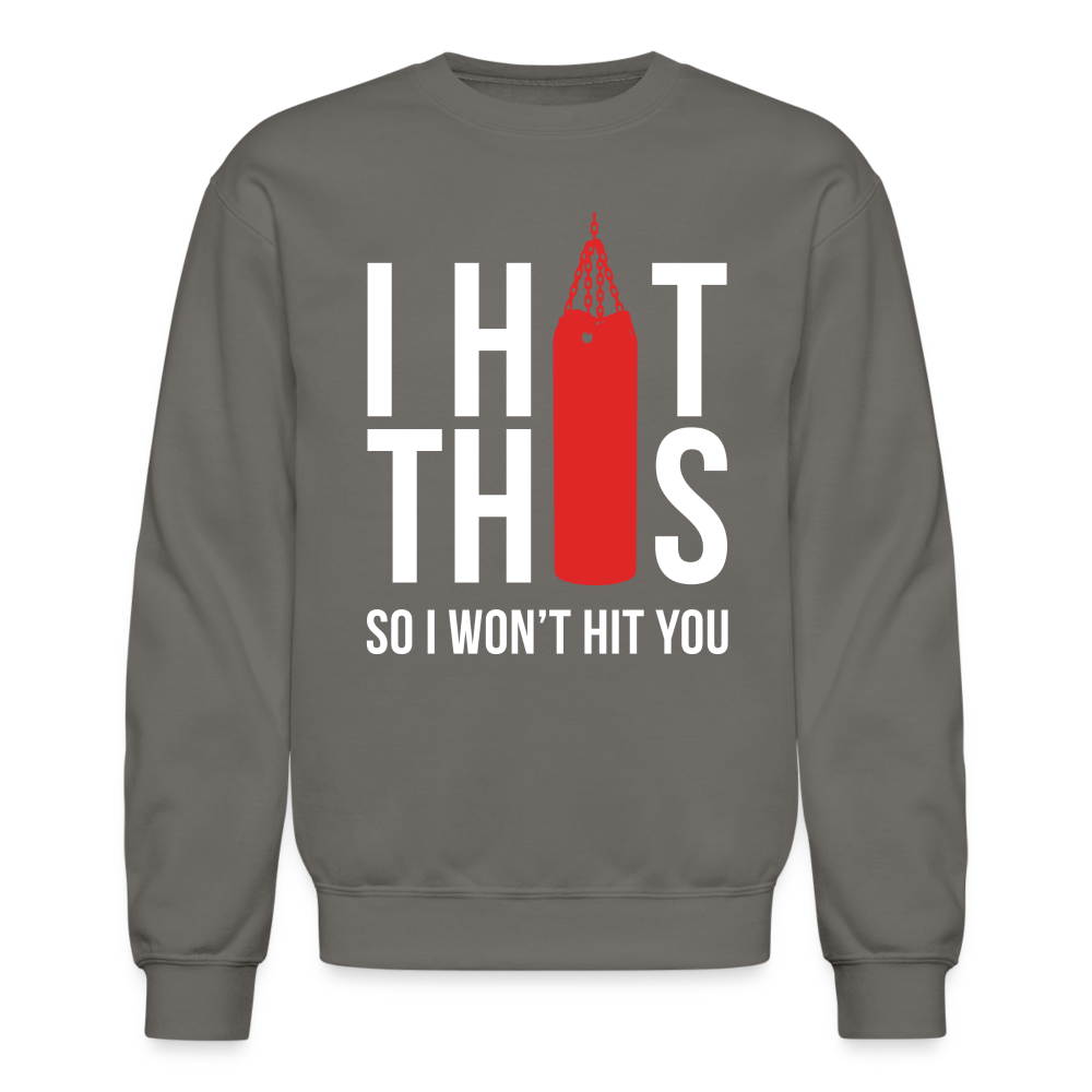 S000187 Boxing i hit this,, so Crewneck Sweatshirt - asphalt gray