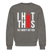 S000187 Boxing i hit this,, so Crewneck Sweatshirt - asphalt gray
