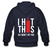 S00187  I hit this, so I won't hit you Unisex Zip Hoodie Boxing Gift - navy