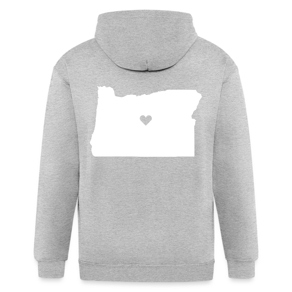 S00037 Love Oregon Unisex Zip Hoodie, Oregon Men's Zip Hoodie - heather gray