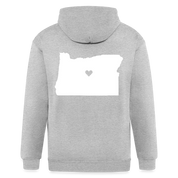 S00037 Love Oregon Unisex Zip Hoodie, Oregon Men's Zip Hoodie - heather gray