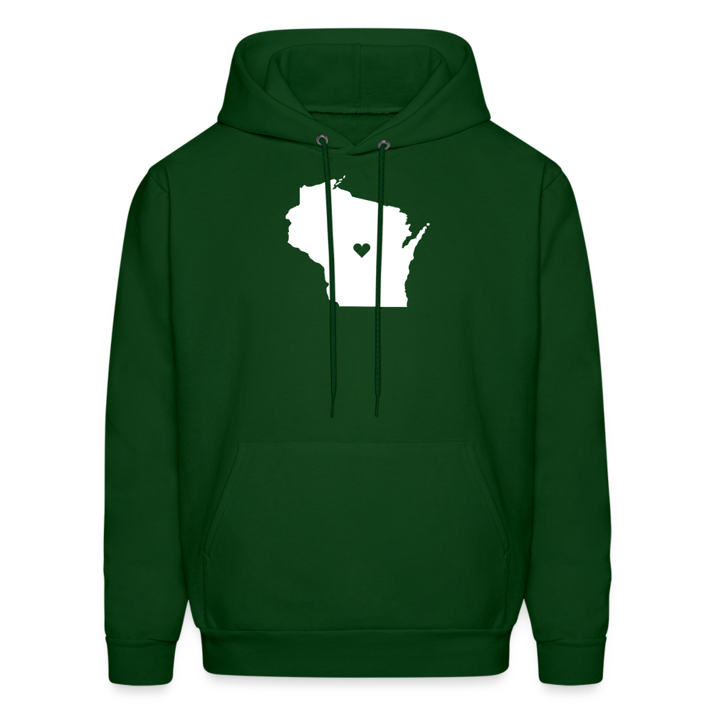 S00049Wisconsin - Love Men's Hoodie - forest green