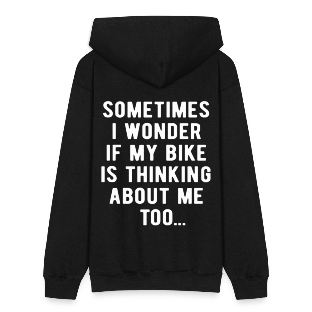 S00211 Sometimes I wonder if my bike is thinking about me too Men's Zip Hoodie - black