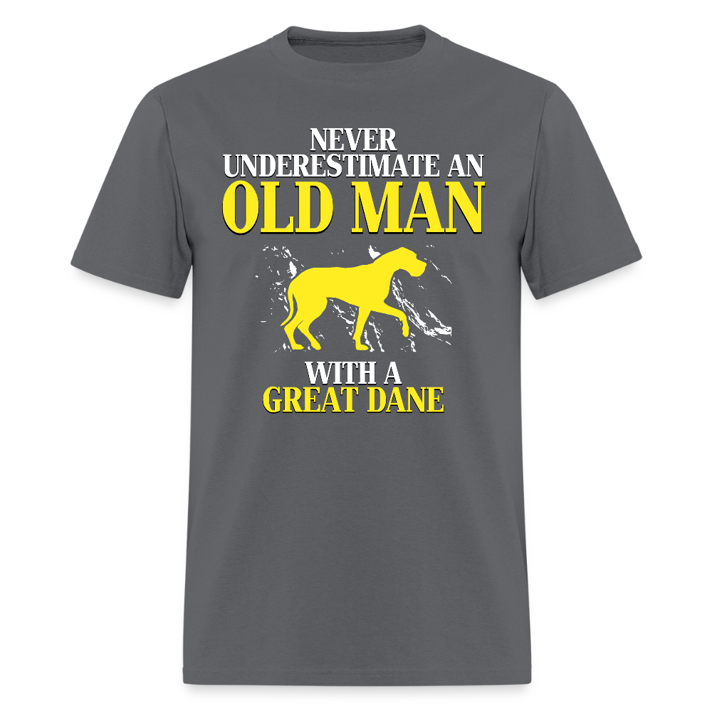 K00694 Great dane Gift, Never underestimate an old man with a Great dane, Grandpa tee, Unisex T-shirt, Grandfather gift, Grandfather t-shirt - charcoal