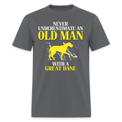 K00694 Great dane Gift, Never underestimate an old man with a Great dane, Grandpa tee, Unisex T-shirt, Grandfather gift, Grandfather t-shirt - charcoal
