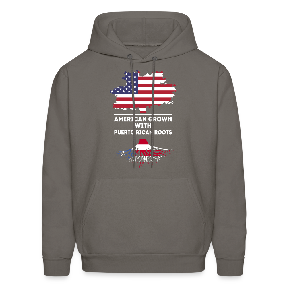 S00375  Puerto Rican Roots Hoodie - American Grown with puerto rican roots Men's Hoodie - asphalt gray