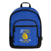 She's beauty, she's grace, she'll punch you in the face Backpack - royal blue