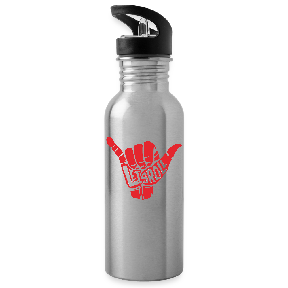 Let's Roll BJJ Water Bottle - silver