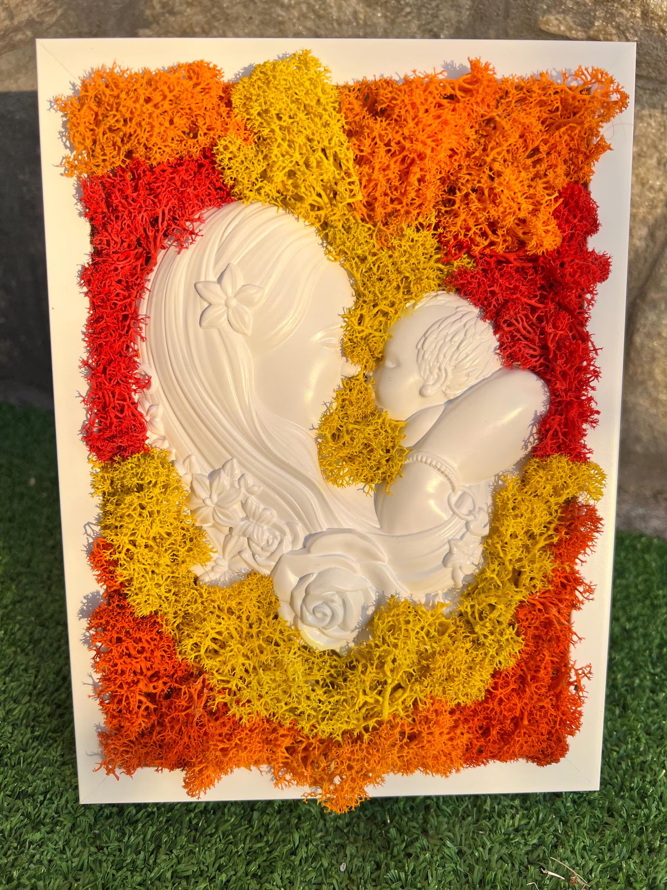 A mother's embras Eternal painting with scandinavian moss”