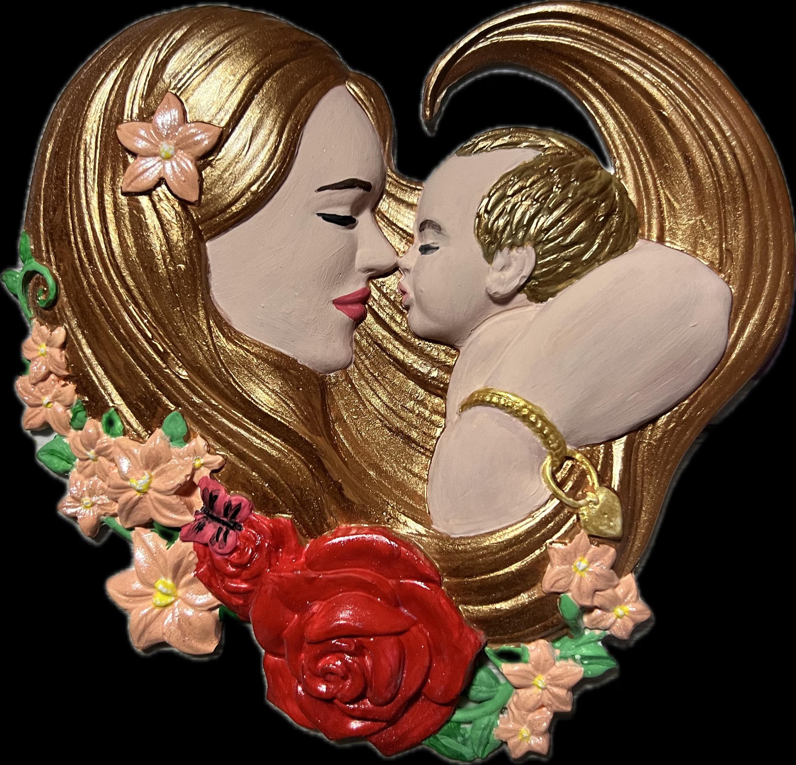 A mother's embras Eternal painting with scandinavian moss”