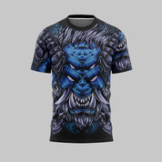 Demon Mask Blue Short Sleeve Sports T-Shirt – Stay Cool, Train Hard