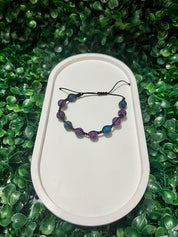Handmade Purple & Blue Crackle Agate Bracelet | Adjustable Macrame Gemstone Jewelry | Boho Gift for Her or Him