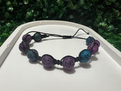 Handmade Purple & Blue Crackle Agate Bracelet | Adjustable Macrame Gemstone Jewelry | Boho Gift for Her or Him