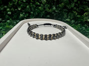 Hematite Pyramid Bead Bracelet | Handmade Black & Gold Adjustable Bracelet | Grounding Jewelry for Him or Her