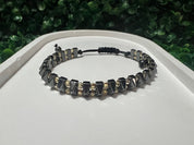 Hematite Pyramid Bead Bracelet | Handmade Black & Gold Adjustable Bracelet | Grounding Jewelry for Him or Her