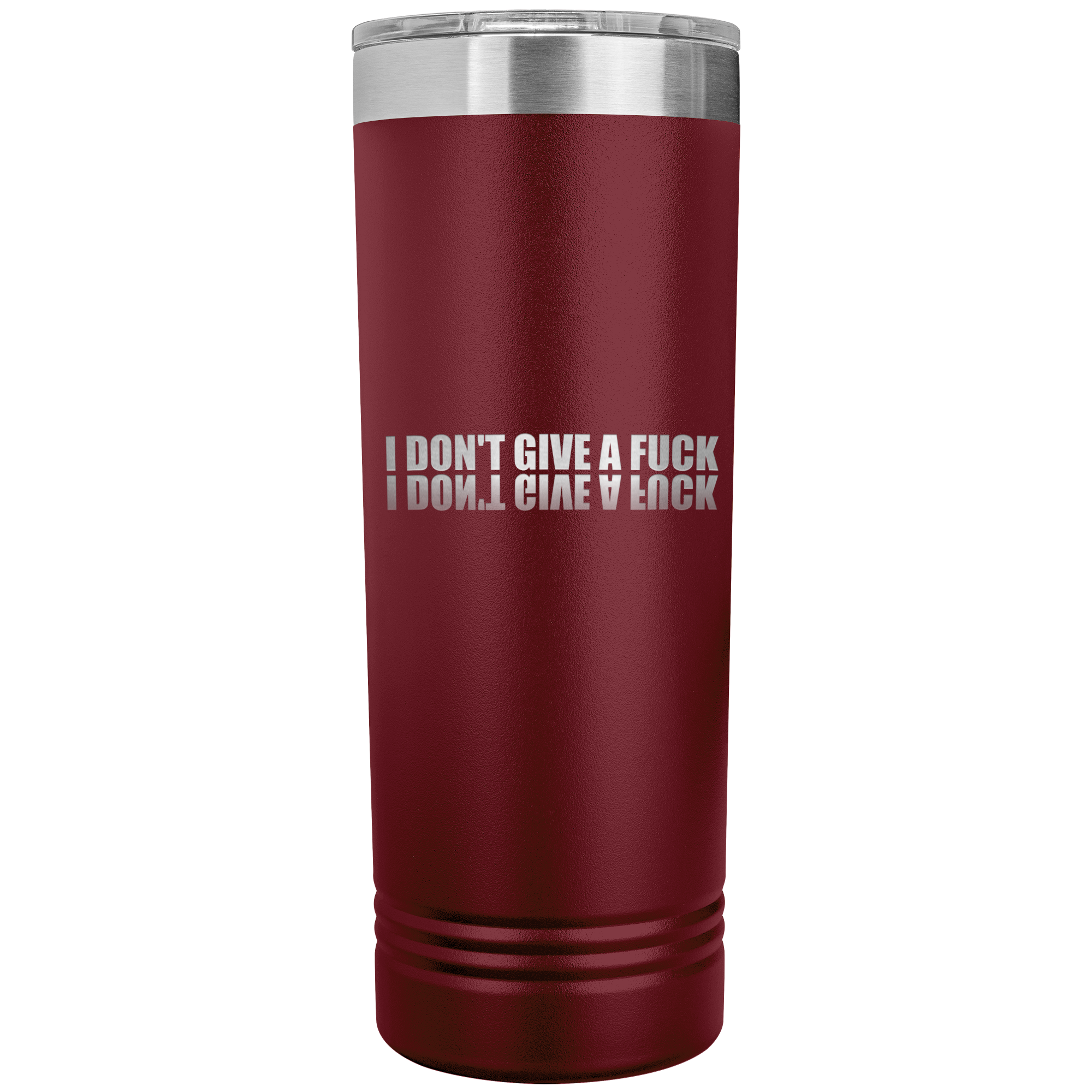I_dont_give_a_Fk__22oz_Skinny_Tumbler_Maroon_Mockup.png