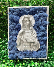 Icon Virgin Mary 3D with Scandinavian moss