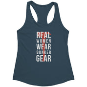 S00221 Firefighter Real Women wear Bunker Gear Gift, Birthday Present, Racerback, Tank Top, Summer Apparel