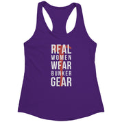S00221 Firefighter Real Women wear Bunker Gear Gift, Birthday Present, Racerback, Tank Top, Summer Apparel