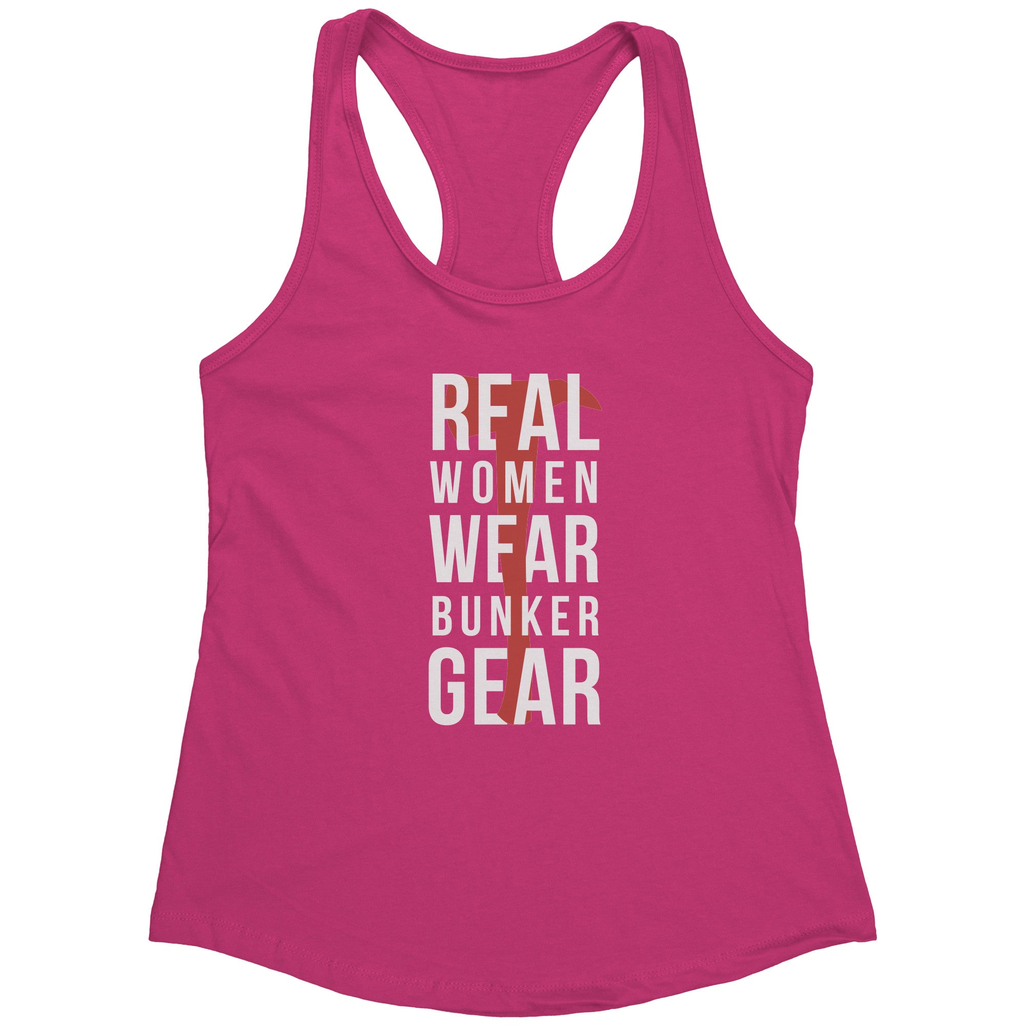 S00221 Firefighter Real Women wear Bunker Gear Gift, Birthday Present, Racerback, Tank Top, Summer Apparel