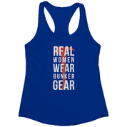 S00221 Firefighter Real Women wear Bunker Gear Gift, Birthday Present, Racerback, Tank Top, Summer Apparel