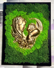 A mother's embras Eternal painting with scandinavian moss”