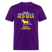 Never underestimate an old man with a Labrador Unisex Classic T-Shirt - purple