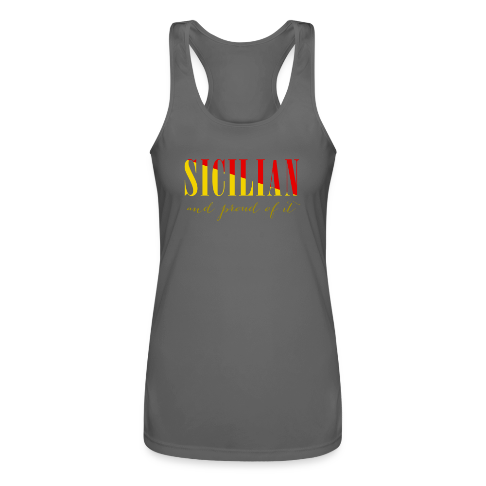 Sicilian and proud of it Women’s Performance Racerback Tank Top - charcoal