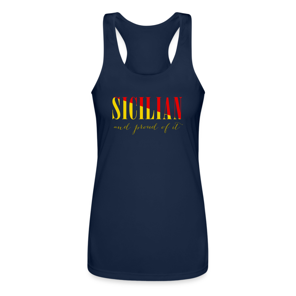 Sicilian and proud of it Women’s Performance Racerback Tank Top - navy