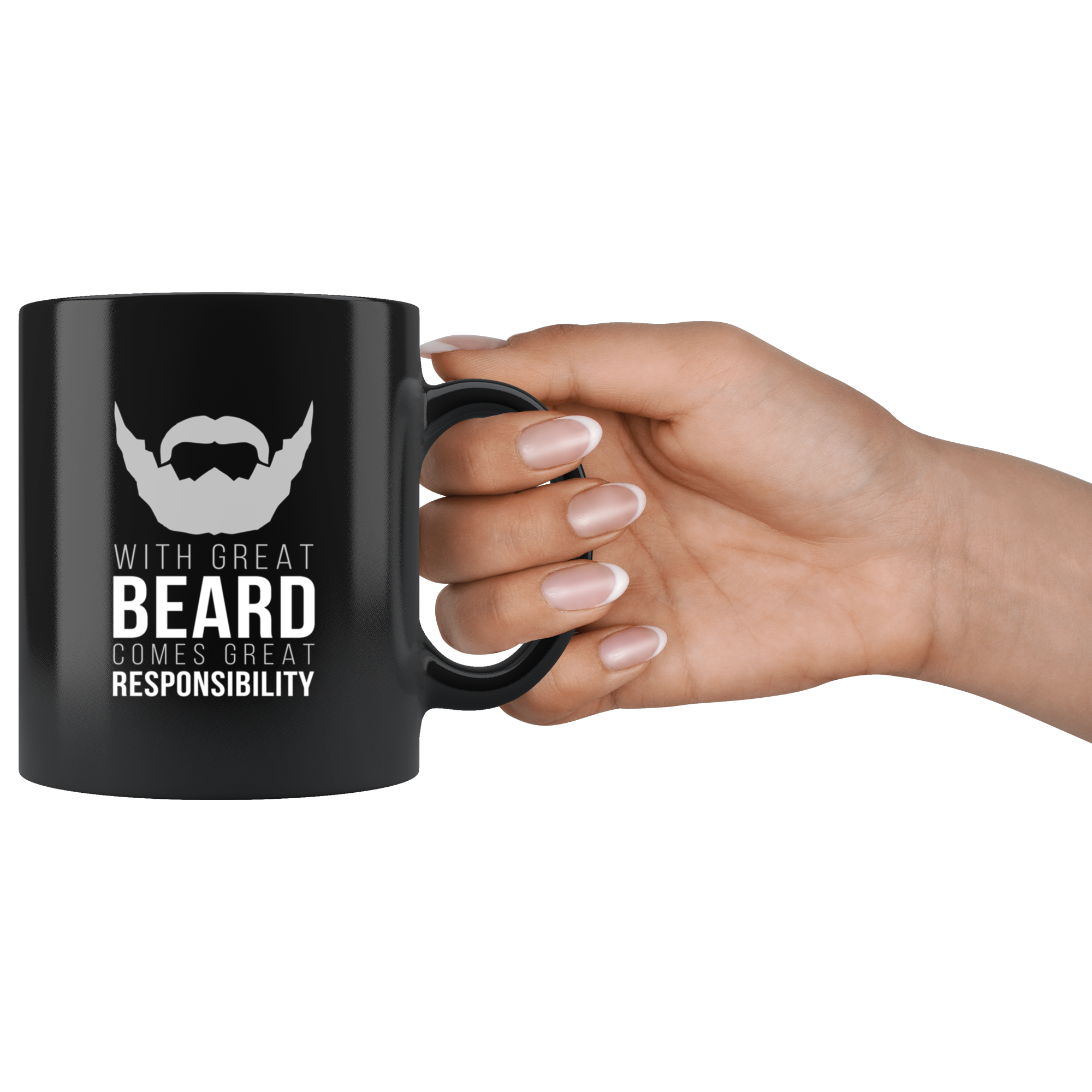 Beard mug beard cup With great beard comes great responsibility mug - beard gifts beard funny gifts beard mugs (11oz) Black